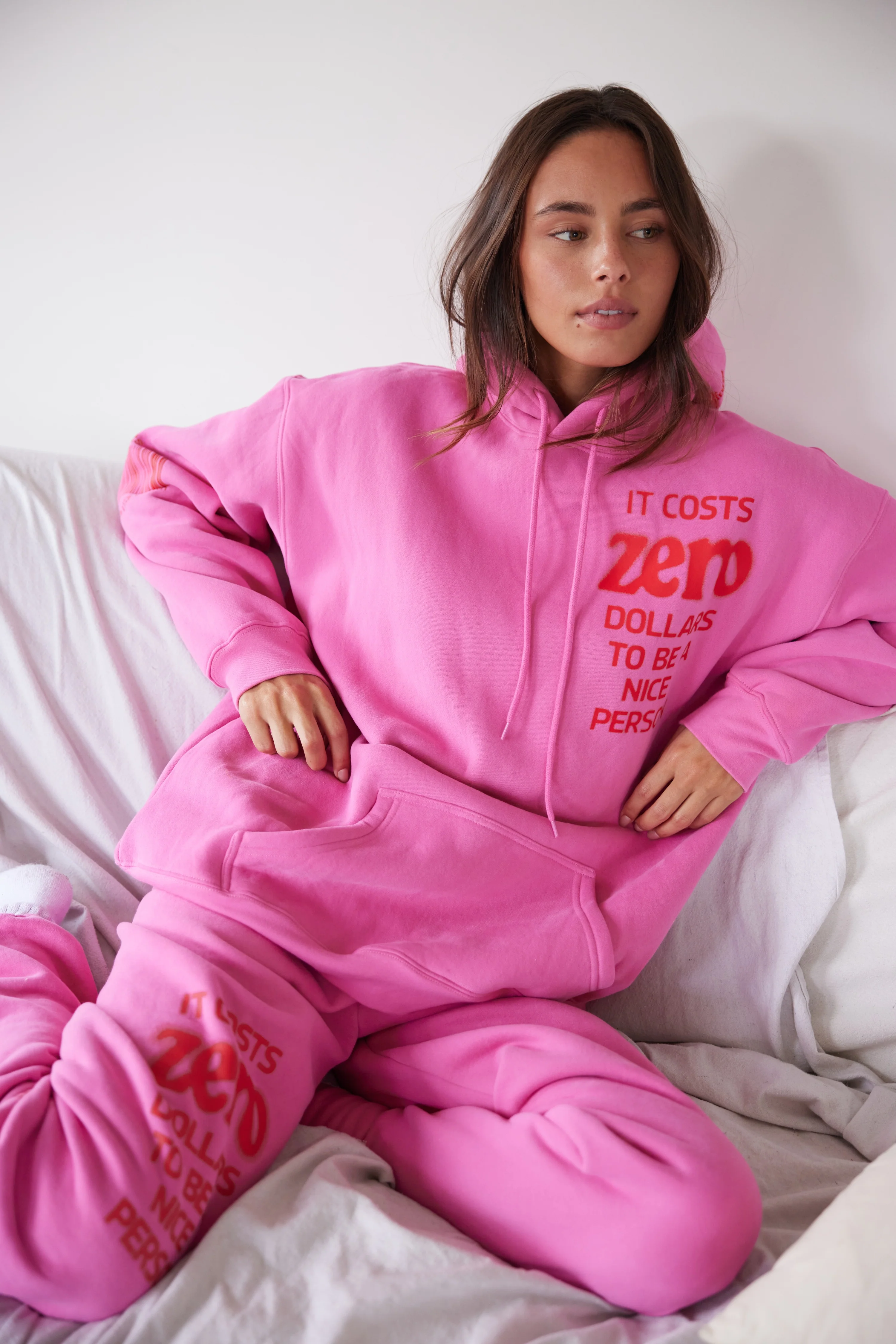 It Costs $0.00 To Be A Nice Person Pink Hoodie - Image 15