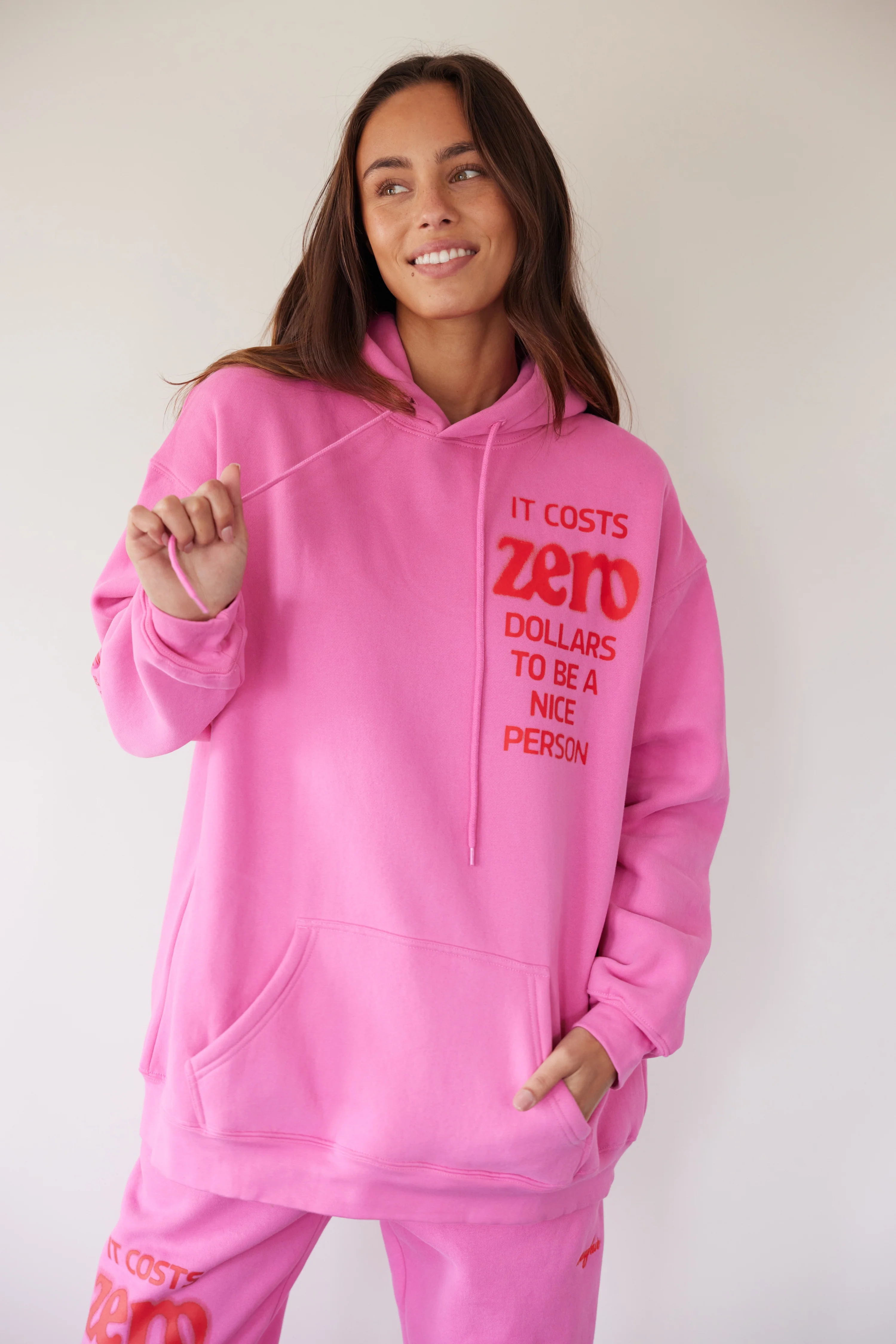 It Costs $0.00 To Be A Nice Person Pink Hoodie - Image 17