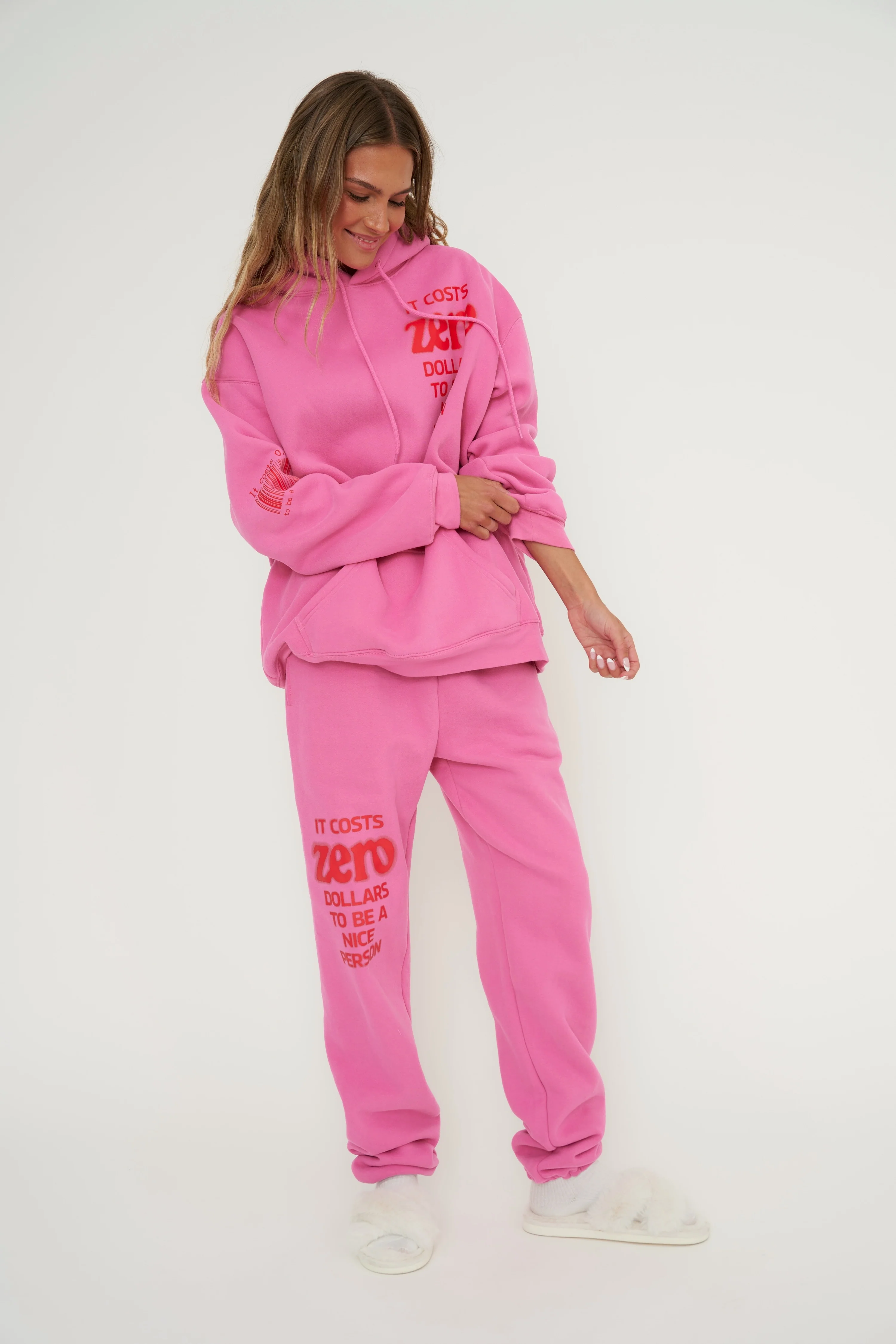 It Costs $0.00 To Be A Nice Person Pink Sweatpants - Image 9