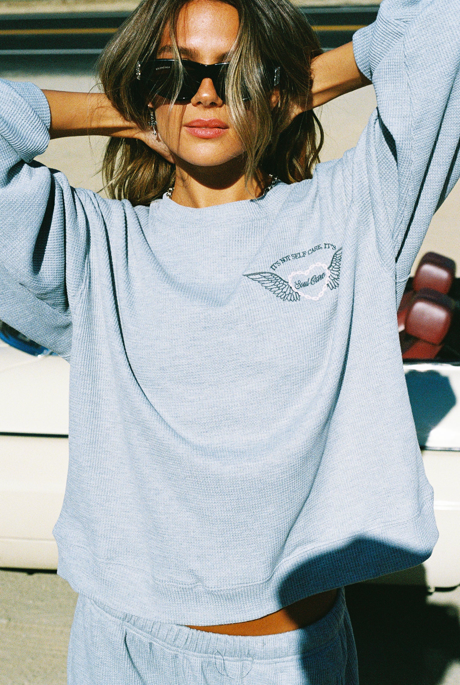Soul Grey Relaxed Waffle Crewneck - Image 13