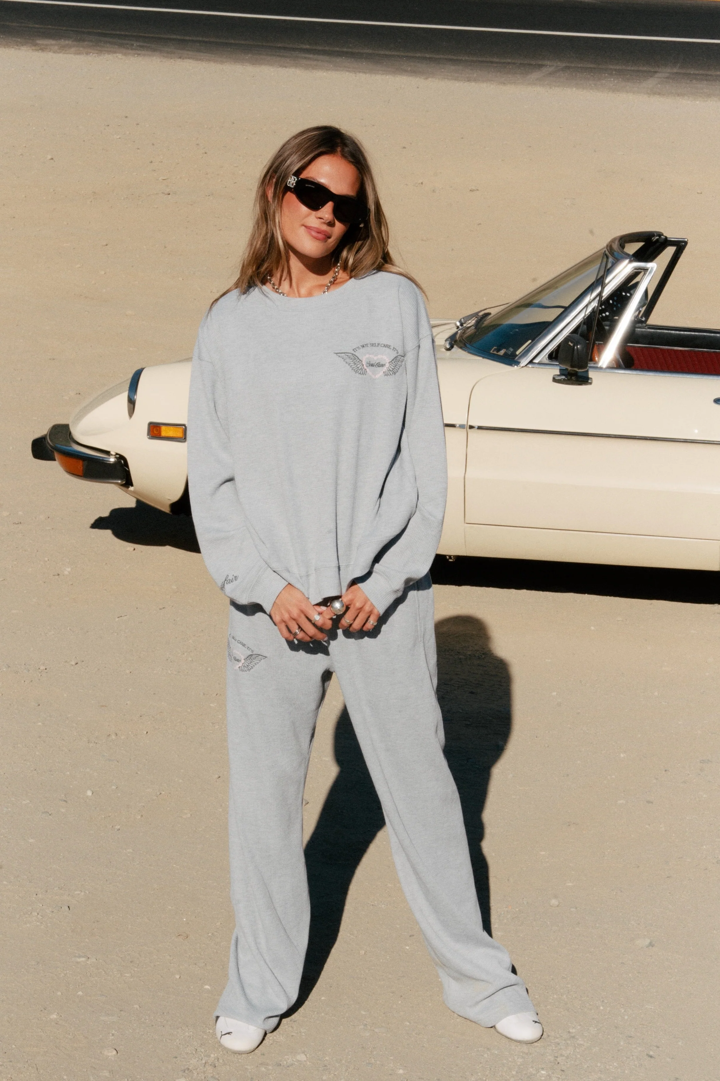Soul Grey Relaxed Waffle Crewneck - Image 3