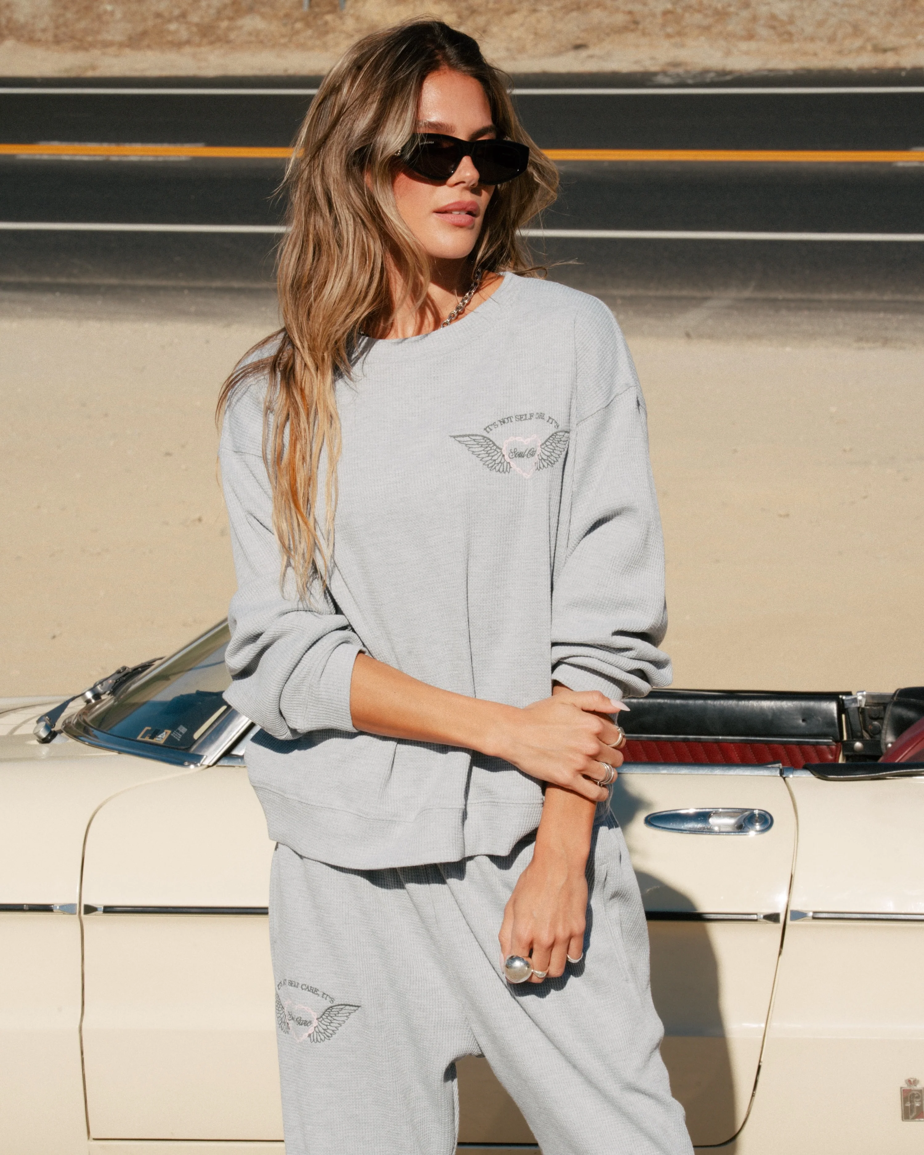 Soul Grey Relaxed Waffle Crewneck - Image 7