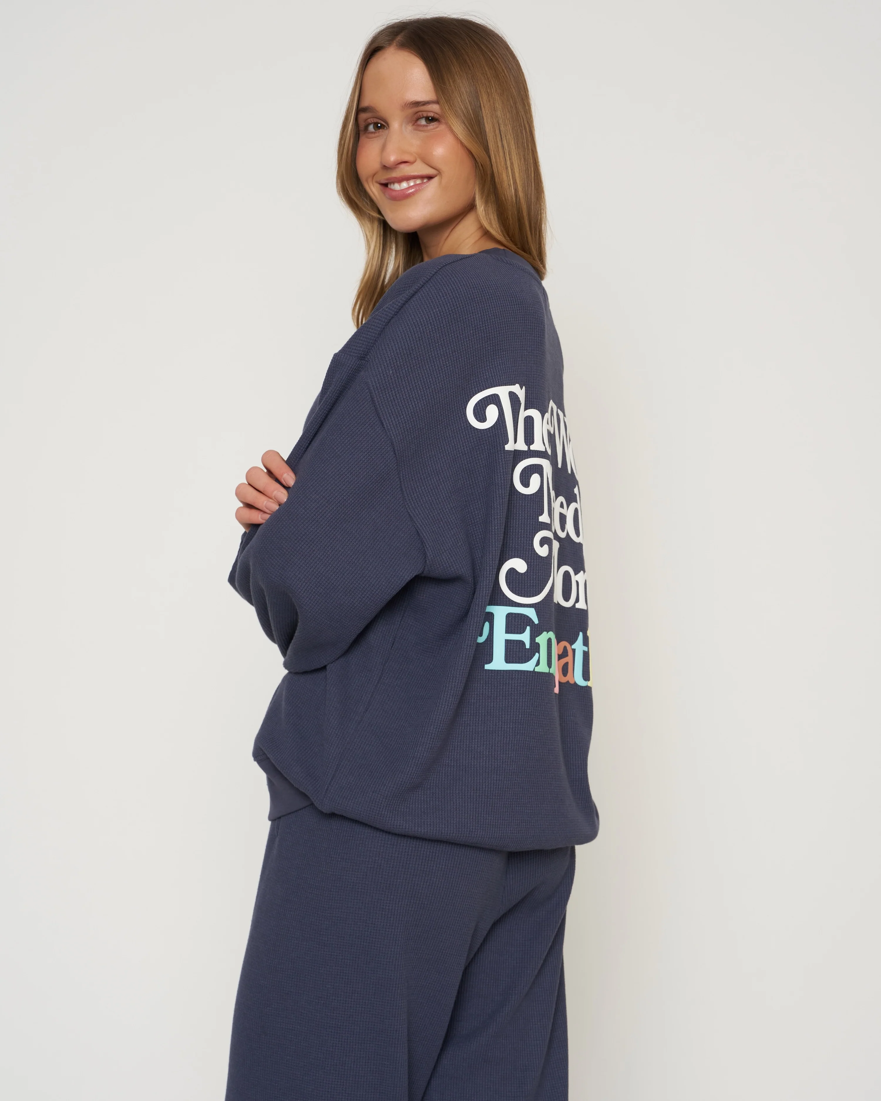 World Needs More Empathy Waffle Classic Crewneck - Image 13